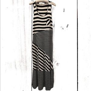 Black and White Diagonal Stripe Maxi Dress
